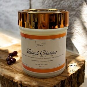 Non Toxic Black Cherries Candle with flower embeds